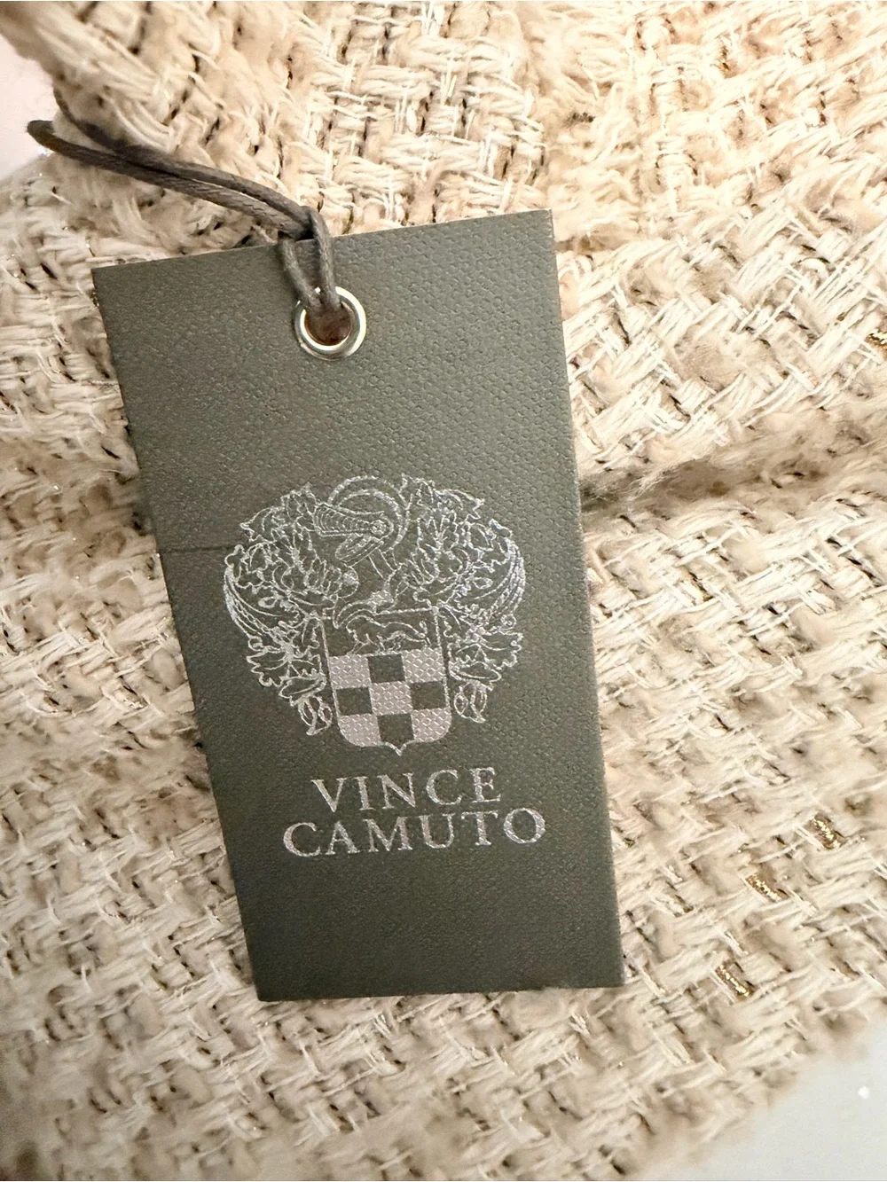 Vince Camuto Cream Textured Tweed Zip-Front Jacket